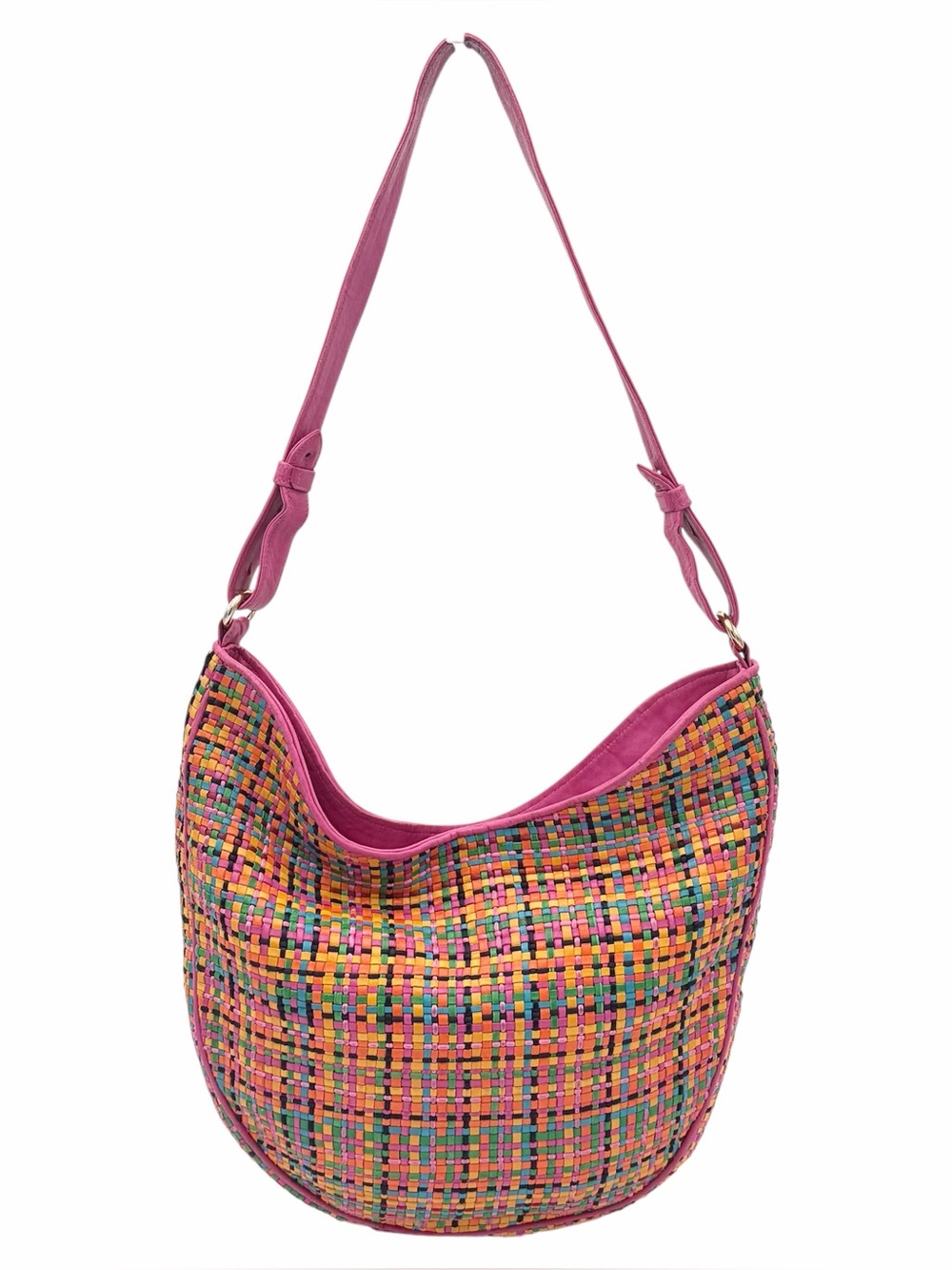 Vintage Valentino Garavani Multicolor Woven Leather Hobo Crossbody Bag